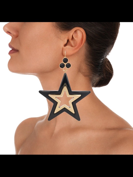 Dolce & Gabbana Jewelry - Dolce & Gabbana Stelle Black and Gold Star Drop Runway Earrings